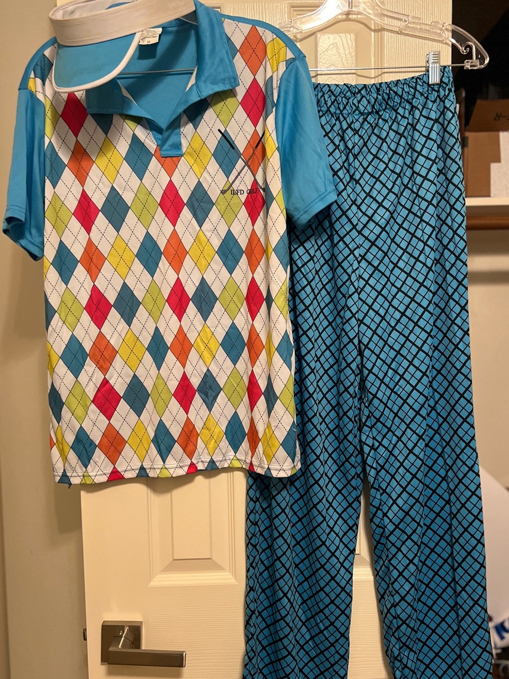 Men’s Blue Argyle Polo Costume Set